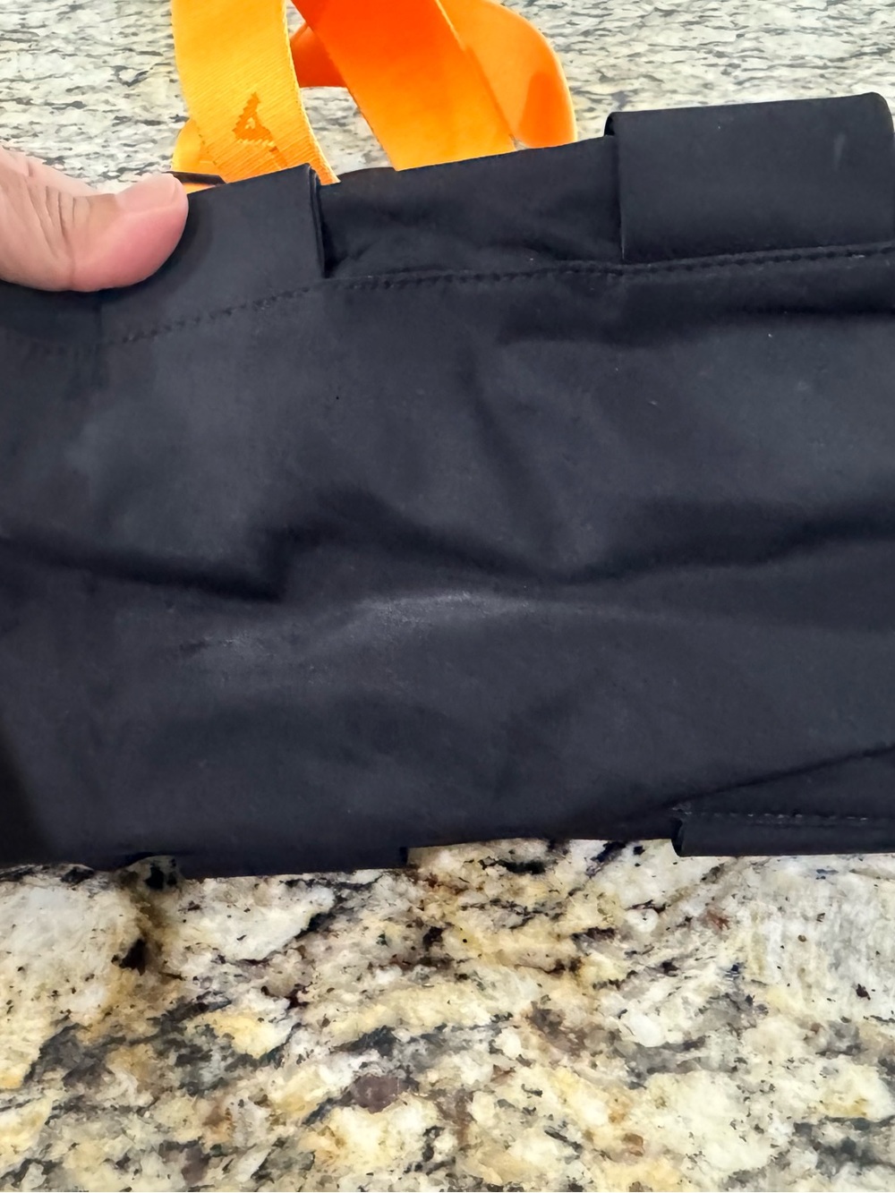 Black Crossbody Bag with Orange Strap - Lightweight Everyday Carry - Picture 5 of 12